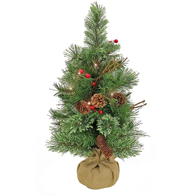 24" Glistening Pine Small Tree in Burlap Base