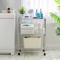 Iris® 32" Silver 3-Tier Rolling Wire Rack Shelf