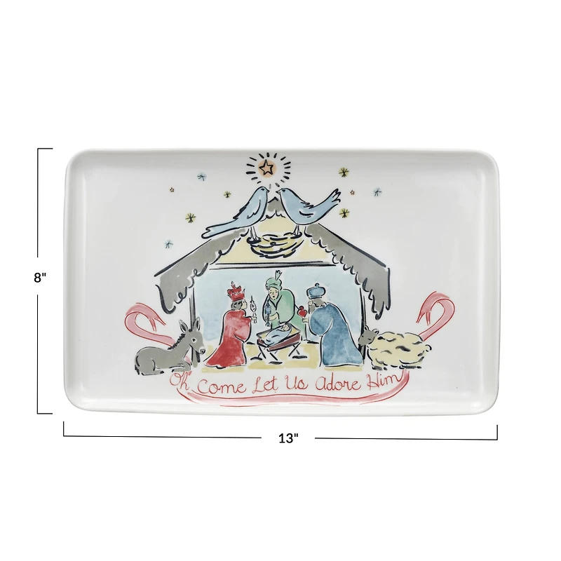 Hello Honey® 13" Nativity Oh Come Let Us Adore Him Stoneware Platter