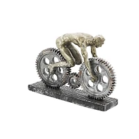 10" Silver Polystone Industrial Bicycle  Sculpture