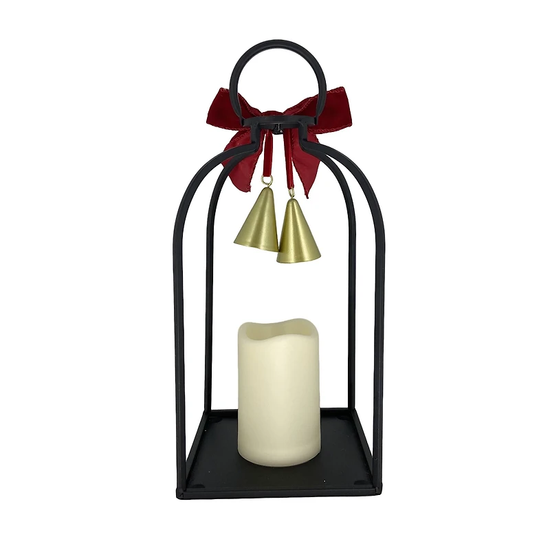 Red Bow & Bells LED Pillar Lighted Lantern by Ashland
