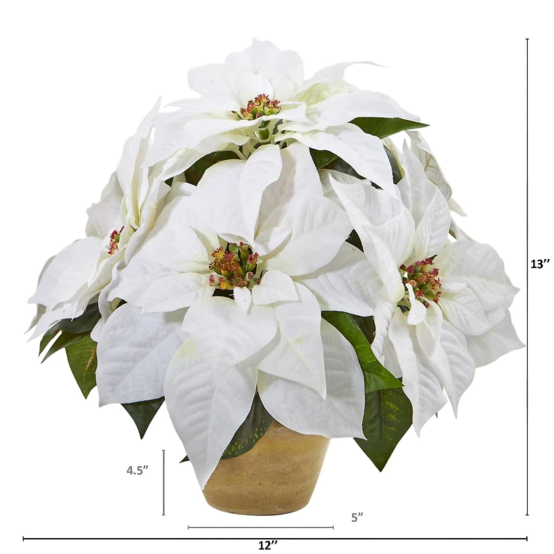 13" Poinsettia Arrangement in Ceramic Vase
