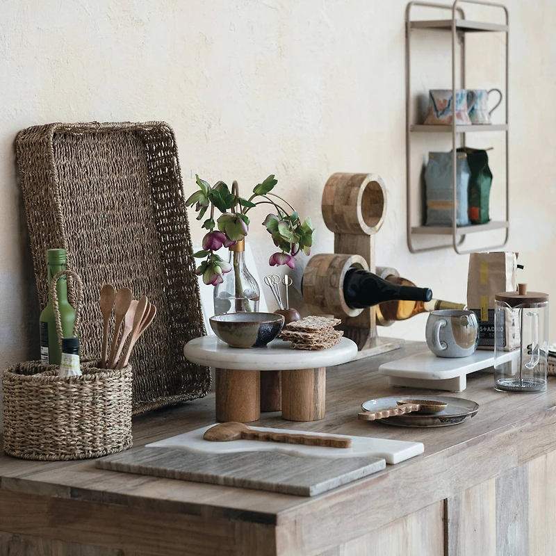 Hello Honey® 15" White Marble Footed Serving Pedestal