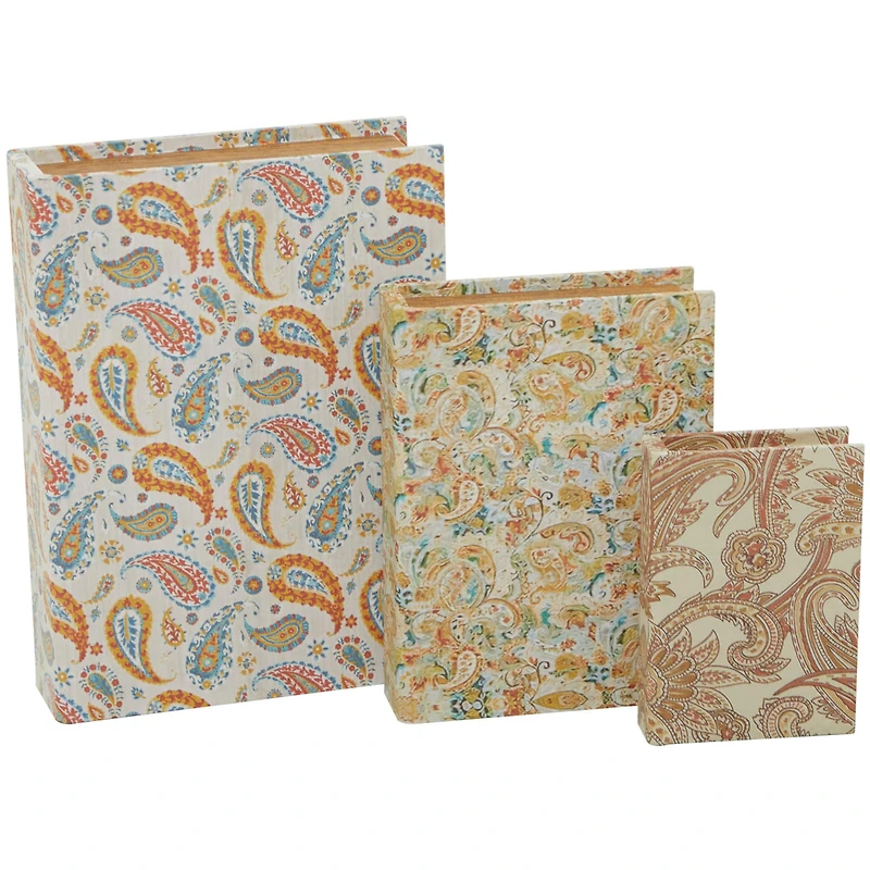 Paisley Canvas Faux Book Box Set