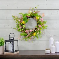 20" Pink & Green Easter Egg With Berry Floral Springtime Wreath