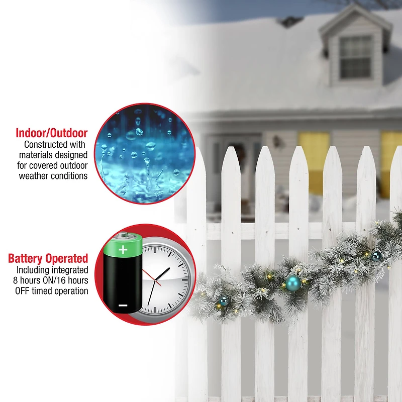 9ft. Tinkham Pine Garland With LED Lights