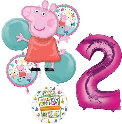 Peppa Pig Birthday 7-Piece Foil Balloon Bouquet