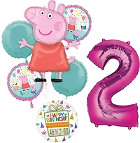 Peppa Pig Birthday 7-Piece Foil Balloon Bouquet