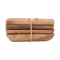 Hello Honey® Acacia Wood Trays with Seagrass Tie, 4ct.