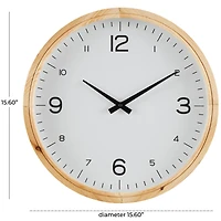 16" Light Brown Framed Wall Clock