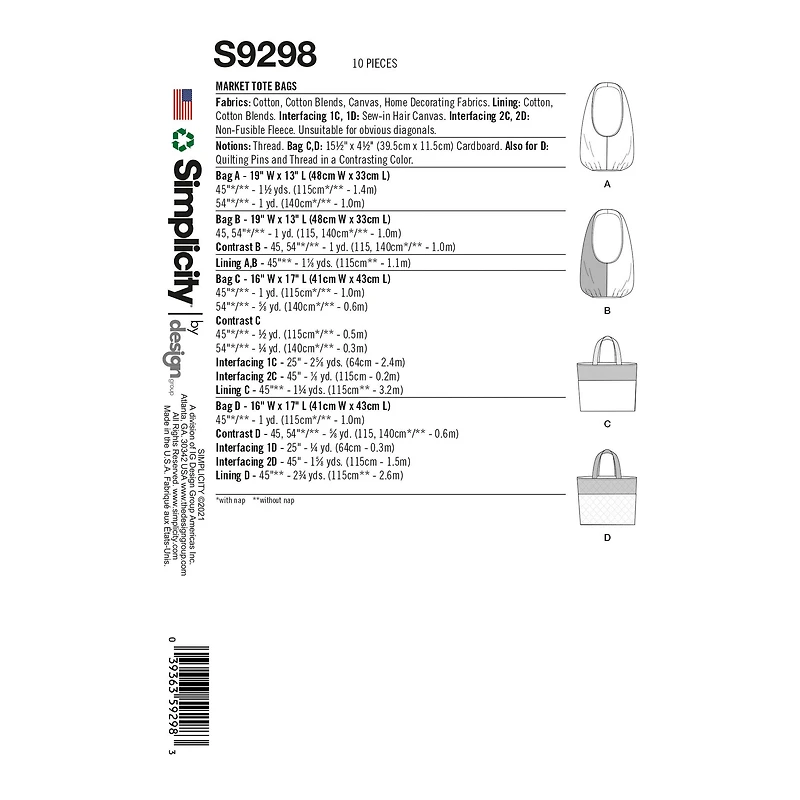 Simplicity® Pattern CS9298 (One Size)