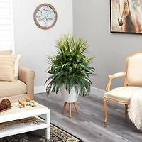 4.5ft. Mixed Greens Plant in White Planter with Legs