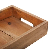 Brown Rectangle Wood Rustic Tray Set