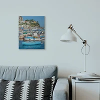 Stupell Industries Coast Town Boat Marina Blue Green Photograph Canvas Wall Art