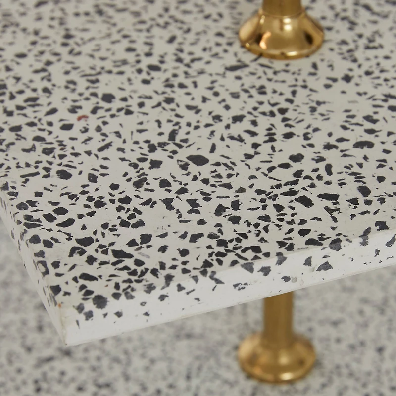 White Marble & Aluminum 3 Tier Tray Stand