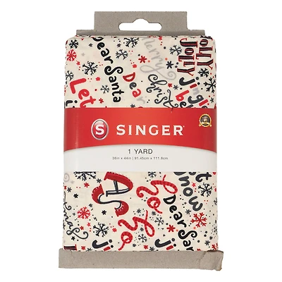 SINGER Santa's Words Print Ringspun Cotton Fabric