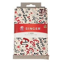 SINGER Santa's Words Print Ringspun Cotton Fabric