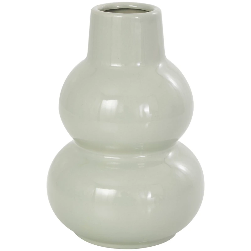 8" Green Ceramic Minimalistic Rounded Vase Set