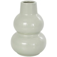 8" Green Ceramic Minimalistic Rounded Vase Set
