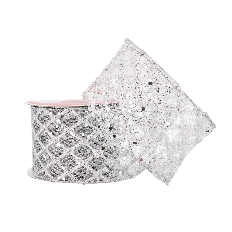 2.5" x 18ft. Silver Sheer Mesh Wired Ribbon by Celebrate It®