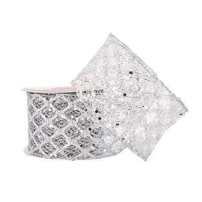 2.5" x 18ft. Silver Sheer Mesh Wired Ribbon by Celebrate It®