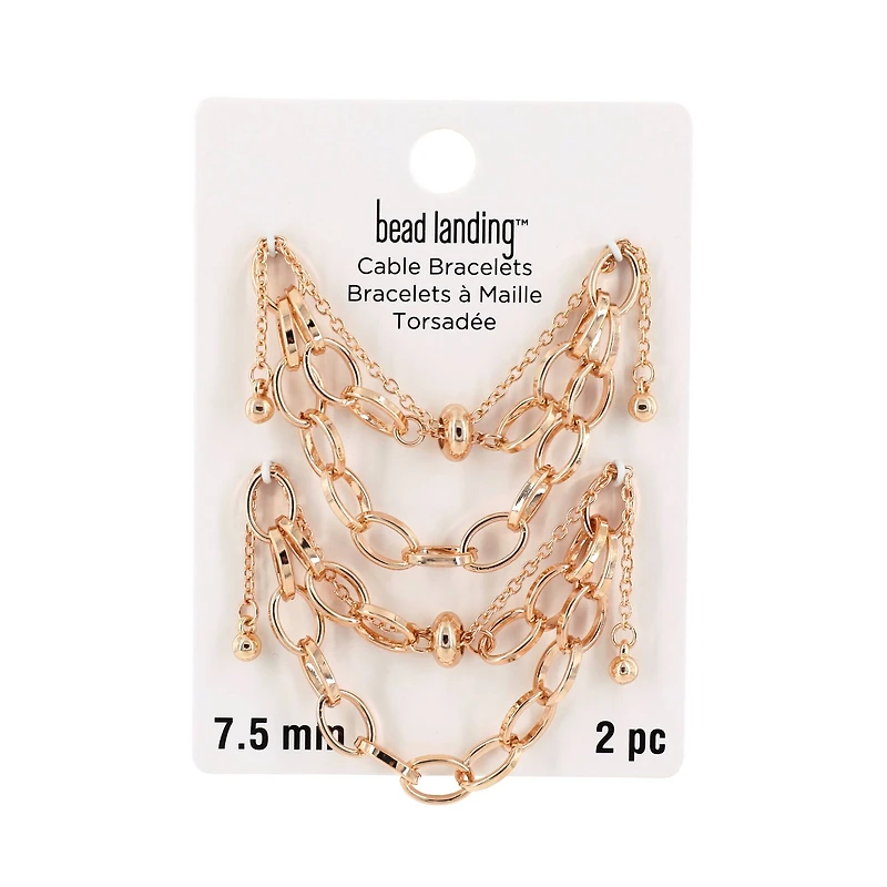 Gold Cable Slider Charm Bracelets, 2ct. by Bead Landing™