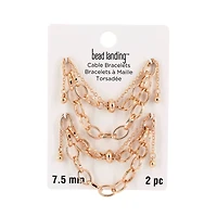 Gold Cable Slider Charm Bracelets, 2ct. by Bead Landing™