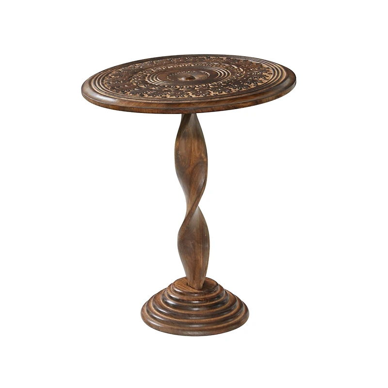 22" Brown Traditional Mango Wood Accent Table