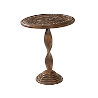 22" Brown Traditional Mango Wood Accent Table