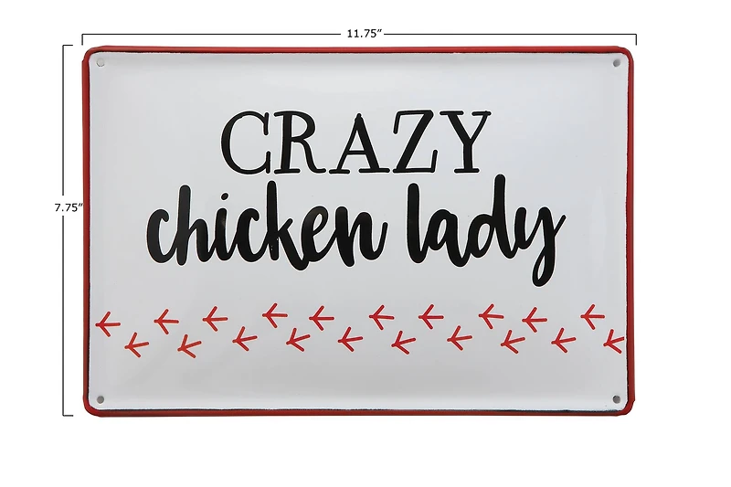 Hello Honey® 12" Crazy Chicken Lady Enameled Tin Wall Décor