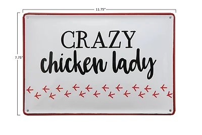 Hello Honey® 12" Crazy Chicken Lady Enameled Tin Wall Décor