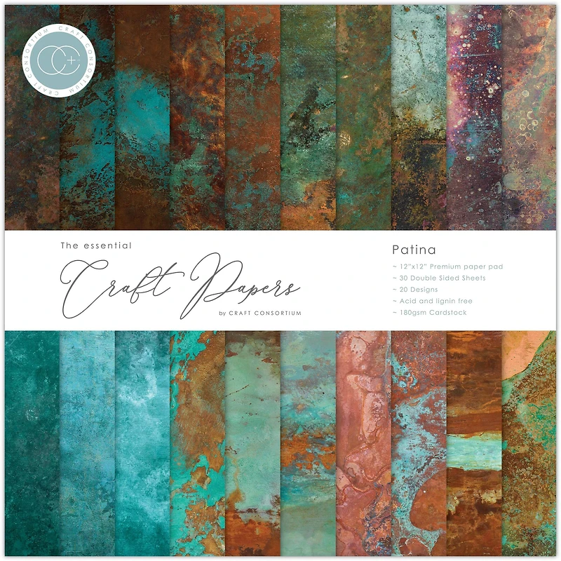 Craft Consortium Patina Double-Sided Paper Pad, 12" x 12"