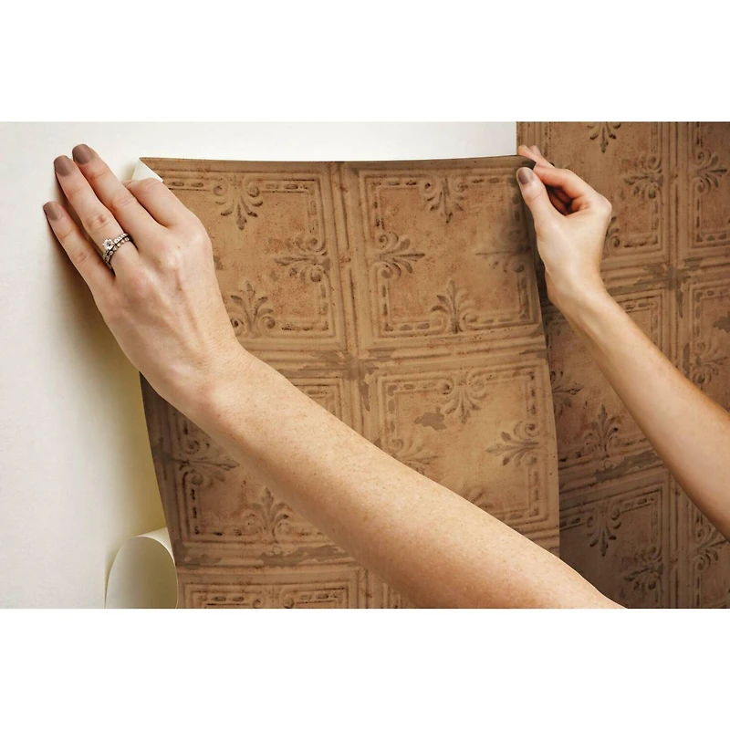 RoomMates Copper Tin Tile Peel & Stick Wallpaper