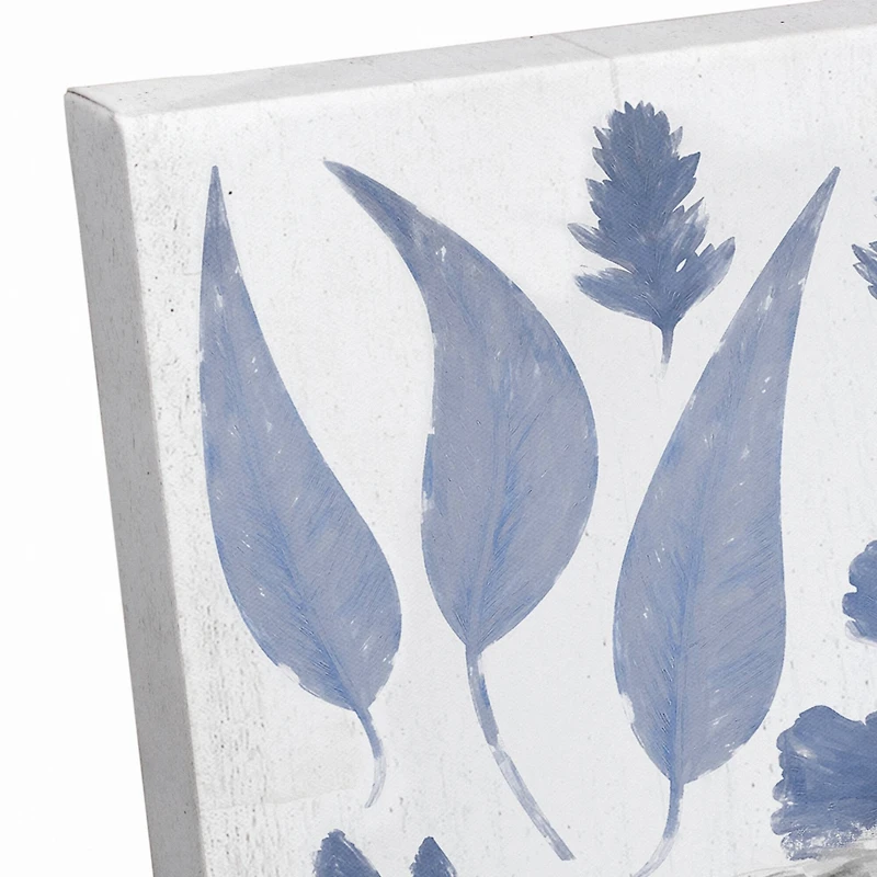 Navy Botanical Cow 24" x 24" Canvas Wall Art