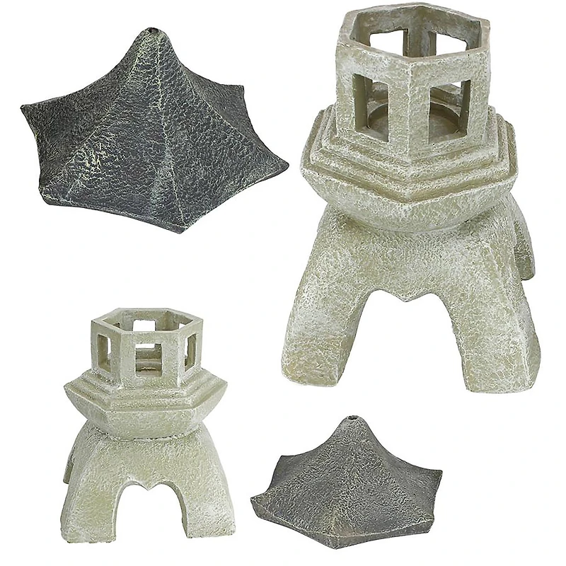 Design Toscano® Medium and Large Pagoda Lantern Sculpture Set