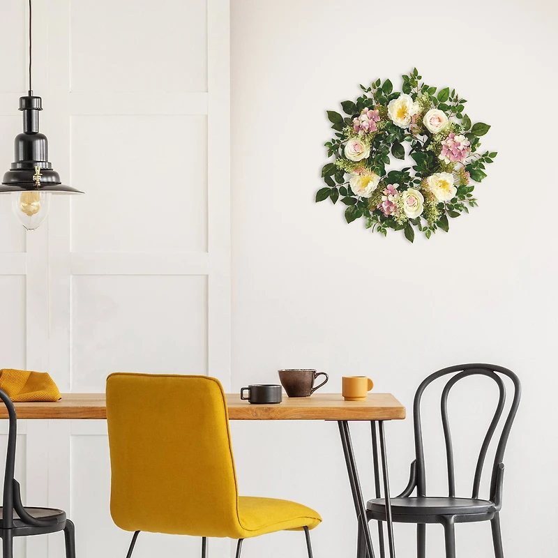 22" Mixed Rose & Hydrangea Wreath