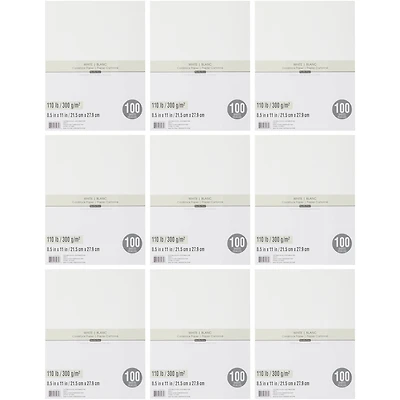 9 Packs: 100 ct. (900 total) White Heavyweight 8.5" x 11" Cardstock Paper by Recollections™