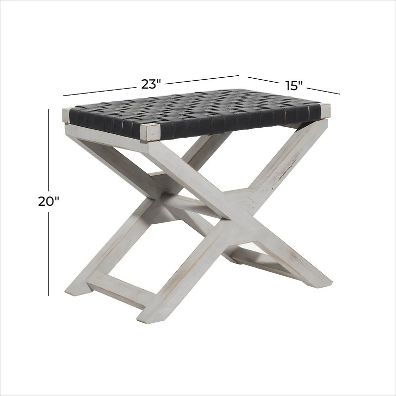 20" Black Wood Farmhouse Stool