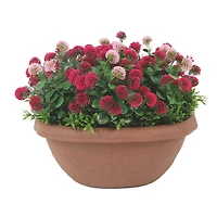 12" Faux Flowers in Hanging Basket