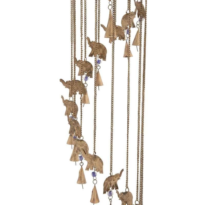 36" Brass Metal Eclectic Elephant Wind Chime