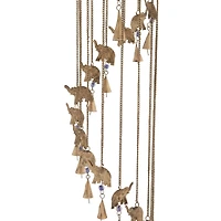 36" Brass Metal Eclectic Elephant Wind Chime