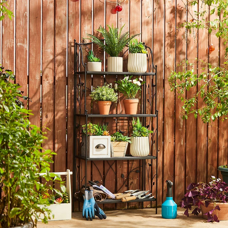 Glitzhome® 4ft. Metal 4-Tiered Rectangular Shelf Stand