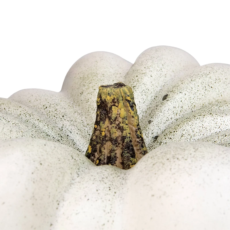 14" White Flat Round Pumpkin Tabletop Décor