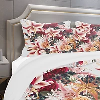 Designart 'Floral Pattern with Roses and Lily' Modern & Contemporary Bedding Set