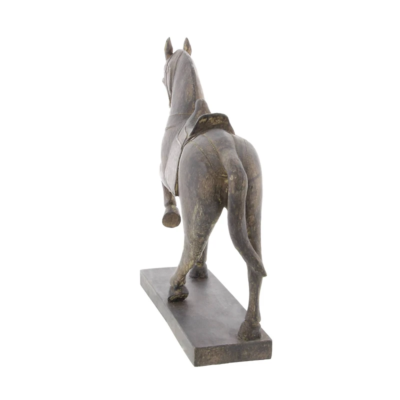 15" Brown Polystone Traditional Horse Sculpture