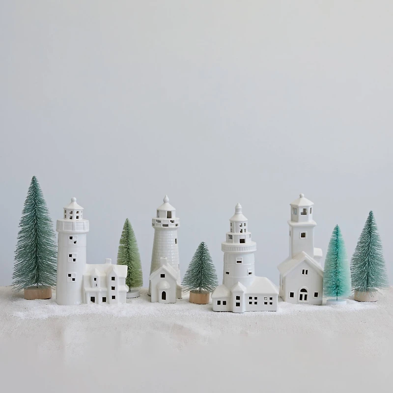 Hello Honey® 10.5" White Stoneware Lighthouse with LED Light