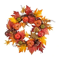 24" Pumpkin & Berries Artificial Fall Wreath