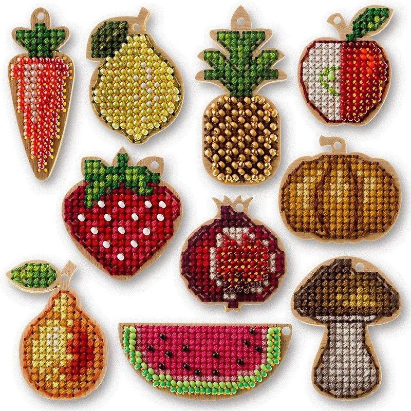Wonderland Crafts Fruits & Vegetables Embroidery Blanks Set
