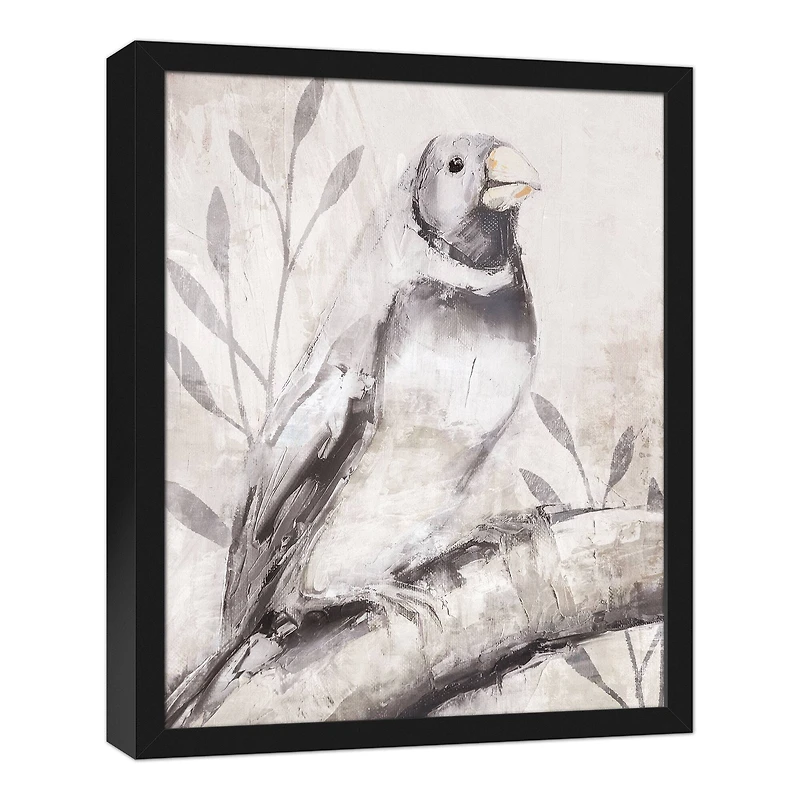Dusty Blue Bird Black Framed Canvas