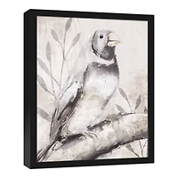 Dusty Blue Bird Black Framed Canvas